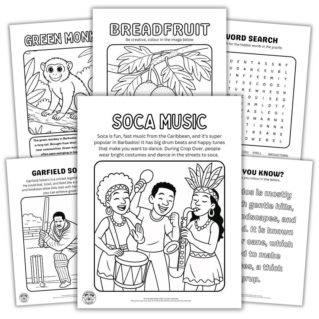 Barbados Culture Learning Pack | Printable Colouring Activities for Kids (PDF)