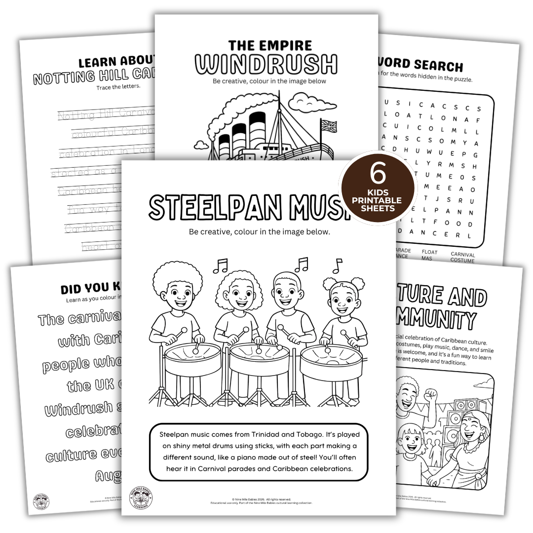 Notting Hill Carnival Learning Pack | Printable Colouring Activities for Kids (PDF)