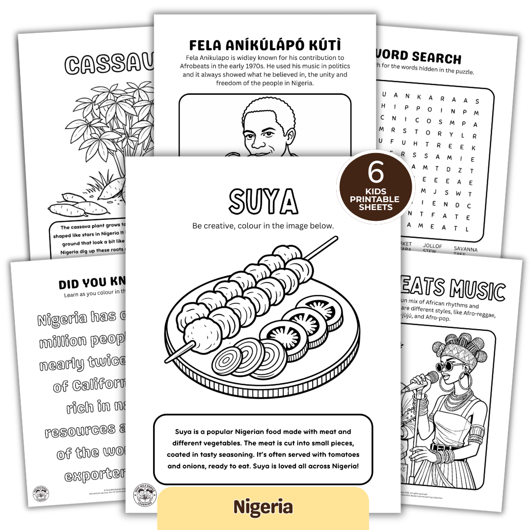 Nigeria Learning Pack | Printable Colouring Activities for Kids (PDF)