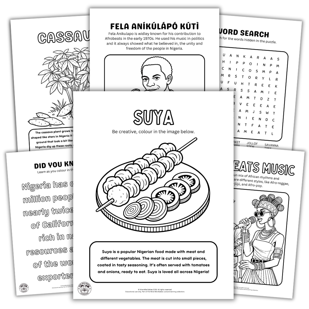 Nigeria Learning Pack | Printable Colouring Activities for Kids (PDF)