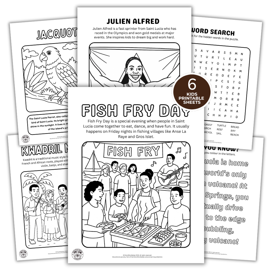 Saint Lucia Culture Learning Pack | Printable Colouring Activities for Kids (PDF)