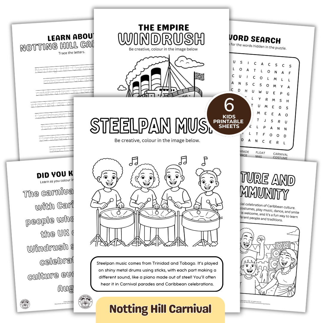 Notting Hill Carnival Learning Pack | Printable Colouring Activities for Kids (PDF)