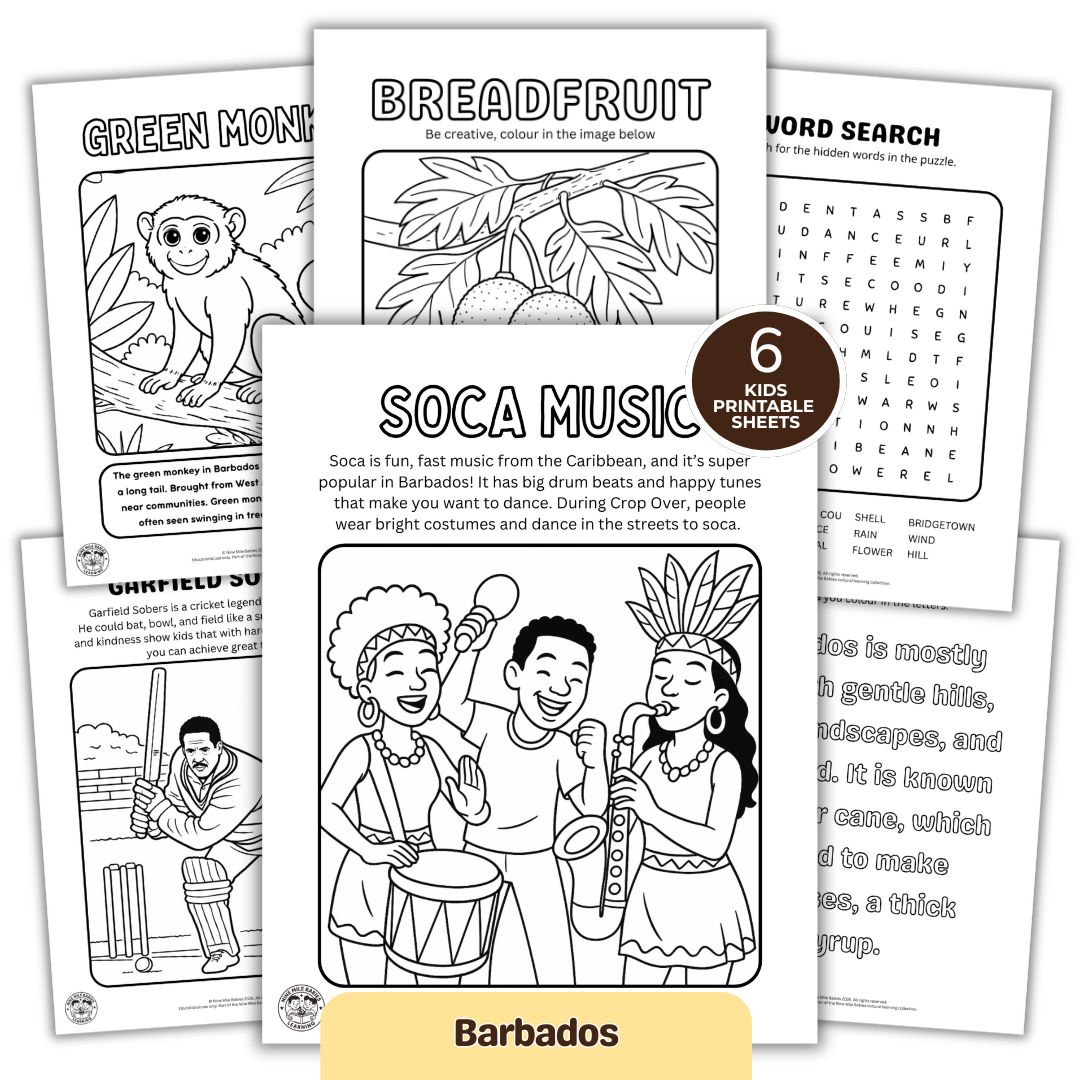 Barbados Culture Learning Pack | Printable Colouring Activities for Kids (PDF)